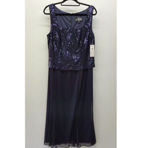 Alex Evening Plus Tea-Length Firework Sequin Dress
